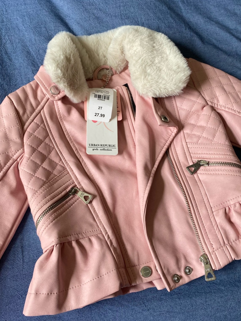Urban Republic | Pink Faux Leather Jacket w/ Fur (size 2T)
